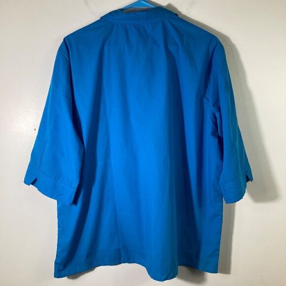 Womens Vintage American Sweetheart 1/2 Sleeve Button Shirt Blue‎ XL - Picture 2 of 7